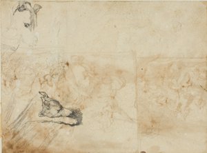 Sketches of an Equestrian Battle and the Head of a Greyhound