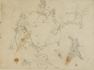 Studies of Blacksmiths and Horses by Jean Louis André Théodore Géricault