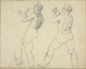 Two Boxers Facing Left by Jean Louis André Théodore Géricault