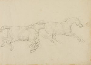 Two Horses Galloping to the Right by Jean Louis André Théodore Géricault