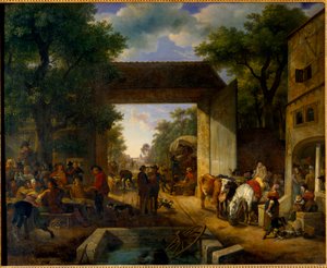 A Fair at the Door of an Inn by Jean Louis Demarne