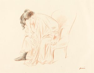 Seated Woman with Her Head Resting on Her Right Hand by Jean Louis Forain