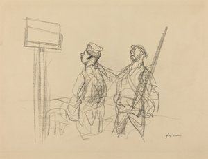 Two Soldiers Looking at a Placard by Jean Louis Forain