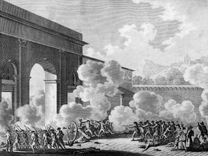 French Revolution: Case of Nancy on 31 August 1790. Engraving by Berthaut after Prior