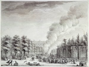 French Revolution: Model of the Pope burns at the Palais-Royal, April 6