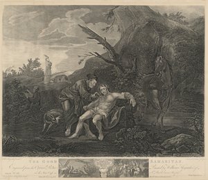 The Good Samaritan by Jean Marie Delatre and Simon Francois Ravenet I after William Hogarth