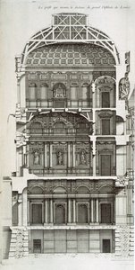 Cutaway Showing the Main Hall of the Louvre, from 
