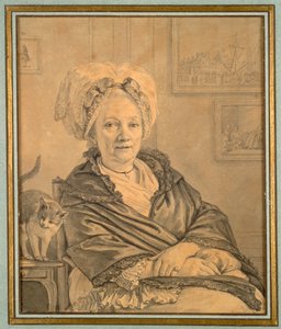 Seated Woman with a Cat by Jean Michel the Younger Moreau