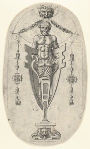 Male Terminal Figure, Torso with Beard and Turban on a Half-Length Pedestal Enclosed by Jean Mignon