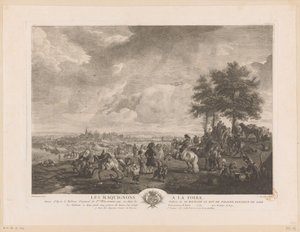 Landscape with Horse Traders at a Market (series title: Prints after Paintings by Philips Wouwerman) by Jean Moyreau