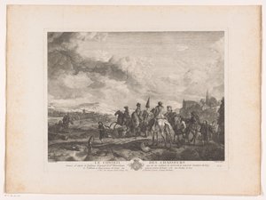 Resting Hunting Party in a Landscape (Le Conseil des Chasseurs) by Jean Moyreau