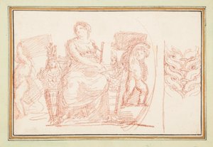 Seated Female Figure with Books and Putti by Jean Robert Ango