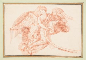 Winged Female Figure with Decorative Scroll by Jean Robert Ango