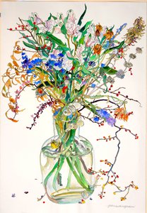 Alstroemeria, Statice, Honesty Calendula, Dry Leaves, Berries