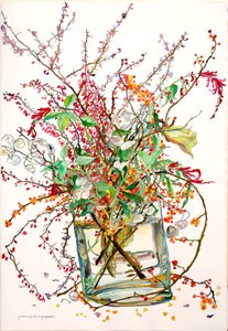 Bittersweet, Barberry, Honesty, Pineapple Sage by Jean Swan Gordon