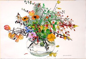 Fullness of Autumn in Glass Bowl by Jean Swan Gordon