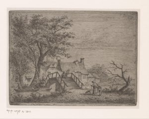 Landscape with Wooden Bridge Over a River