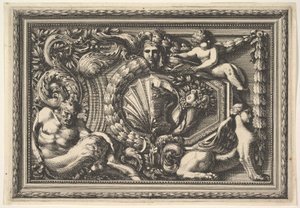 Design for a Panel with Two Variants containing a Satyr and a Sphynx, 17th century by Jean le Pautre