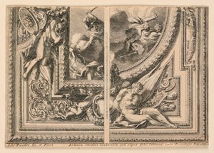 Sheet with Two Designs for Ceiling Decorations, from "Plafons à la Romaine" by Jean le Pautre