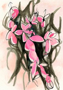 Pink Abstract Flowers by Jenja Braun