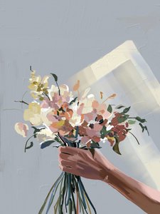 Hand Holding Pastel Flowers