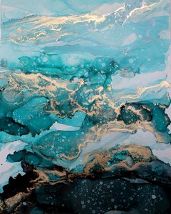 Gilded Ocean Abstract