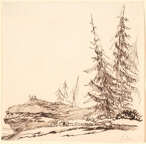 A Rock Outcrop with Pine Trees by Jens Juel