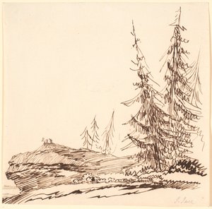 A Rock Outcrop with Pine Trees by Jens Juel