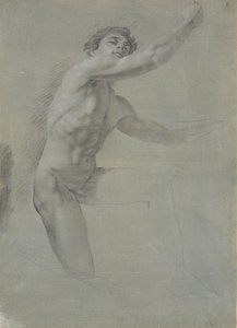 Model Seen from the Front, Kneeling on Right Knee; Not Fully Drawn by Jens Juel