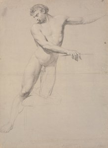 Same Model as gb5337, Facing Forward, Standing on Right Leg, While Left Knee Supports Against a Stool; Not Fully Drawn by Jens Juel