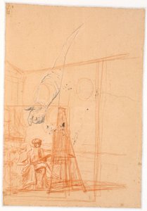 Study of the Right Arm of a Standing Male Figure and a Composition Sketch for a Double Portrait of Juel and His Wife at the Easel by Jens Juel