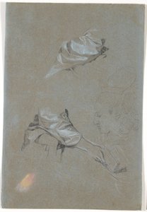 Study of Silk Sleeves, a Right Hand with a Book and a Profile by Jens Juel