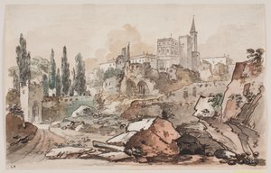 View with Palace Surrounded by Trees and Cliffs by Jens Petersen Lund