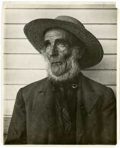 Old man in straw hat, c.1905-40