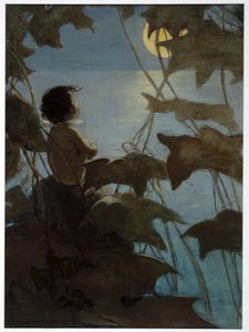 He Looked Up at the Broad Yellow Moon and Thought That She Looked at Him, from The Water Babies by Charles Kingsley, pub. 1916
