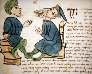 Judaism: Representation of the learning of a rabbi. 15th century manuscript. Biblioteca Palatina, Parma by Jewish School