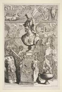 A Statue of Lucius Sciopione, Armour and Other Antique Banners and Fragments by Joachim von Sandrart