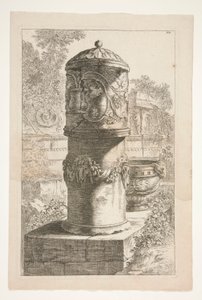 A Tall Covered Urn and a Bowl in a Landscape with Classical Ruins by Joachim von Sandrart