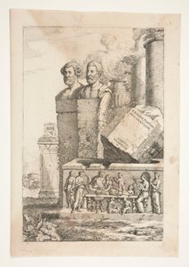 Portrait Busts, Columns, Smoking Urn and a Relief