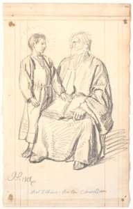 Figure Study of a Seated Old Man and a Standing Boy by Joakim Frederik Skovgaard