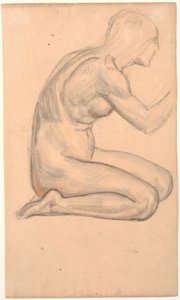 Model Study; Kneeling Woman in Profile to the Right