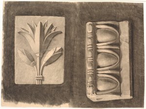 Drawing After Plaster. Two Ornamental Fragments