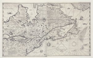 Map of Canada, Engraving from Survey by Samuel de Champlain by Joan Blaeu