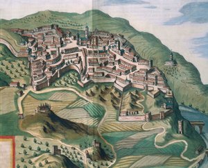 Map of Narni from Theatrum civitatum et admirandorum Italiae by Joan Blaeu, engraving by Joan Blaeu