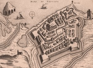 Map of Nettuno, Lazio, Italy, copper engraving
