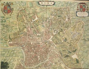 Map of Rome, Engraving from Theatrum Civitates et Admirandorum Italiae by Joan Blaeu