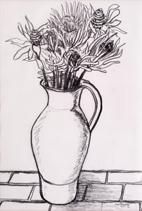 Brown Jug with Dried Flowers by Joan Thewsey