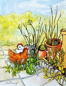 Hens and Pots, Lucy Redman Open Garden by Joan Thewsey
