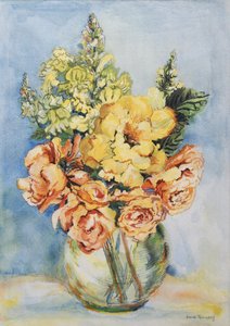 Yellow Roses and Antirrhinums, 2001 by Joan Thewsey