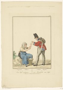 Standing Soldier with Seated Egg Seller (series title: Uniforms and Costumes) by Joannes Bemme
